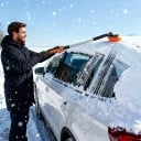 Snekraber med isskraber 2 i 1 Udtrækkelig aluminiumsstang Drejelig børstehoved 25 cm Skumgreb Sammenfoldelig Orange Til bilen 2