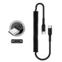 Snelle autolaadkabel 66W USB C naar USB C 1,5 m veer telescopische kabel 5A type C trek datakabel Android-apparaat 4