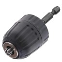 Snelwisselboorhouder zonder sleutel met een klembereik van 0,8 tot 10 mm en een zeshoekige shank van 1/4" met een schroefdraad van 3/8" 24UNF zwart 2