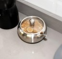 Sockerskål i rostfritt stål med sked 4