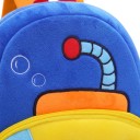 Soft Children's Backpack 26 x 24 x 10 cm with a Yellow Submarine and Bubble Design in Blue with a Front Zip Pocket and Orange Straps 2
