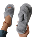 Soft Fluffy Slippers for Women Warm Home Slippers with Faux Fur Winter Slippers Slip-Ons with Non-Slip Comfortable 4