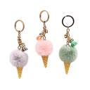 Soft Ice Cream Keyring Plush Metal Keychain Soft Decorative Bag Backpack Ornament Cute Gift for Children 1