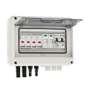 Solar FV Combiner 20 x 9 x 19 cm DC 600V 2 Inputs 1 Output Fuse 15A Circuit Breaker 63A SPD Surge Protection and Lightning Protection Waterproof Design IP65 1