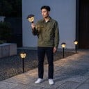Solar Garden LED Lights 4 pcs Warm White Waterproof Height 40.6 cm Plastic ABS Black Lantern Path Lights for Lawn and Pathway 6