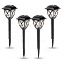 Solar Garten LED Lichter 4 Stück Warmweiß Wasserdicht Höhe 40,6 cm Kunststoff ABS Schwarz Laternenweglichter für Rasen und Gehweg 1