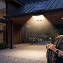 Solar-LED-Strahler mit Bewegungssensor 234 LED Fernbedienung Separates Panel 5 m Kabel Schwarz IP65 Wasserdicht 3 Modi Für das Haus 5