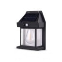 Solar Wandleuchte mit Bewegungssensor Laterne mit Glühbirne 13,6 x 9,6 cm Schwarz IP65 Wasserdicht 3 Modi Warmes Licht für die Wand 1
