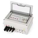 Solarer FV-Sammelschalter 20 x 9 x 19 cm DC 600V 2 Eingänge 1 Ausgang Sicherung 15A Schutzschalter 63A SPD Überspannungsschutz und Blitzschutz 2