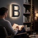 Solárne LED písmeno k číslu domu Svietiaci obrys písmena Výška 23 cm ABS plast Čierne prevedenie Na stenu domu plot aj bránu a pre iniciály 5