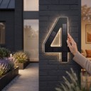 Solární LED domovní číslo Svítící obrys číslice Výška 23 cm Šířka 16 cm ABS plast Černé provedení Na fasádu plot i branku rodinného domu 5