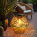 Solární LED lucerna závěsná IP65 bambusová ratanový styl 26,5 x 18 cm 800mAh dekorativní teplé světlo 2