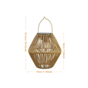 Solární LED lucerna závěsná IP65 bambusová ratanový styl 26,5 x 18 cm 800mAh dekorativní teplé světlo 3