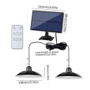 Solární LED závěsná lampa se dvěma světly 142 × 90 mm panel 310 cm kabel dálkové ovládání venkovní osvětlení 2