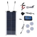 Solární panel 100 W voděodolný s 10 A regulátorem a LCD displejem 43,5 x 20 cm DC 18 V Černý s bílým rámem Pro nabíjení baterií 1