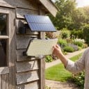 Solarny reflektor LED z czujnikiem ruchu 234 LED Zdalne sterowanie Oddzielny panel 5 m kabel Czarny IP65 Wodoodporny 3 tryby Do domu 4