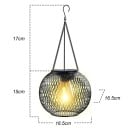 Solcelle LED hængelampe rund metalgitter 15 × 16,5 cm + ophæng 17 cm varmt lys udendørs belysning have 2