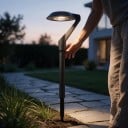 Solcelle LED lampe til græsplæne 2 stk Varm hvid Vandtæt 49,5 x 15 cm Effekt 0–5 W Sort Stiklys til have og gård ved villaen 5
