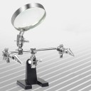 Soldeerboutstandaard met glazen vergrootglas en metalen clip Derde handhulp voor het solderen van elektronica Reparatiehouder 5x vergrootglas 5