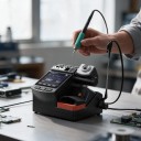 Soldering Station 15 x 14.5 x 14.5 cm 180 W with 2 Handles T210 and T245 and 6 Tips with Colour Display in Black for Electronics 3