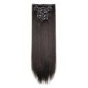 Solução de extensões clip in lisas de 60 cm em cabelo sintético para espessamento e alongamento de cabelo 6 pcs aplicação fácil 2