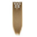Solução de extensões clip in lisas de 60 cm em cabelo sintético para espessamento e alongamento de cabelo 6 pcs aplicação fácil 8