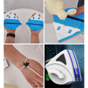 Soluție magnetică de curățat geamuri 14 x 14 cm pentru geamuri termopan 3–8 mm Magnet din plastic cu cablu Dischete de curățare din bumbac Catarame Benzi adezive Curățare sigură 3