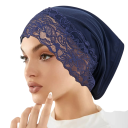 Sombrero de hidžáb con borde de encaje para mujeres de poliéster para uso diario y cubrir el cabello bajo el pañuelo 6