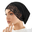 Sombrero de hidžáb con borde de encaje para mujeres de poliéster para uso diario y cubrir el cabello bajo el pañuelo 4