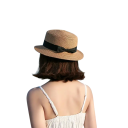Sombrero de paja de verano para mujer con lazo, 56-58 cm, protección solar, informal, para playa, accesorio de verano para adultos. 4