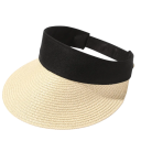 Sombrero de paja plegable para mujer, 56-58 cm, enrollable, de verano, con ala ancha y protección UV, parte superior vacía, transpirable para viajes. 19