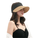 Sombrero de paja plegable para mujer, 56-58 cm, enrollable, de verano, con ala ancha y protección UV, parte superior vacía, transpirable 9