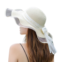 Sombrero de playa de paja de verano para mujer 54-58 cm Ala grande Protección UV Circunferencia ajustable Accesorio de moda para vacaciones 6