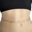 Sommer dobbeltlags mavekæde til taljen 70 + 25 cm Kvindelig sexet kropspynt Guld festival modeaccessory 1