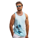 Sommer herretanktop Polyester materiale Rund hals Palmemotiv Let lige pasform Farverig design Til fritid 2
