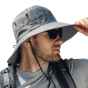 Sommerhut mit breiter Krempe für Herren, 55 – 58 cm, Sonnenschutz, atmungsaktives Material, verstellbarer Kordelzug, für Outdoor, Wandern 2