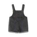 Sommerlicher Kinder Kurzjeans Overall aus Baumwolle Einfarbiger Baby Overall mit Tasche und Knöpfen Kurzer Overall für Jungen und Mädchen 4