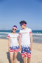 Sommershorts til par - amerikansk flag 2
