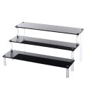 Soporte acrílico 3 niveles 30 × 21 × 15 × 8 cm organizador negro para figuras perfumes joyas estantes para exhibir objetos de colección 1