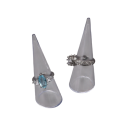 Soporte acrílico para anillos en forma de cono 6 x 2,5 x 7 cm organizador de joyas de plástico soporte para anillos para exhibición y almacenamiento 3
