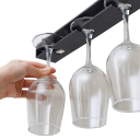 Soporte adhesivo para copas de vino de plástico no perforado organizador de pared blanco para copas de cocina 5