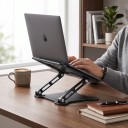 Soporte ajustable para portátil de 10 a 15,6 pulgadas 25 x 25 cm plegable y portátil con base abierta para enfriamiento negro 2