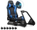 Soporte con asiento para volante de juego ajustable 130×55×107 cm con altavoces y estante para pedales para simuladores de carreras 5