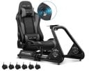 Soporte con asiento para volante de juego ajustable 130×55×107 cm con altavoces y estante para pedales para simuladores de carreras 3