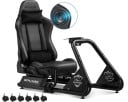 Soporte con asiento para volante de juego ajustable 130×55×107 cm con altavoces y estante para pedales para simuladores de carreras 1