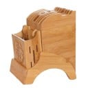 Soporte de bambú para cuchillos y utensilios de cocina Bloque con ranuras y compartimento frontal para palillos Decoración tallada Dimensiones 20 x 3
