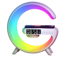 Soporte de carga inalámbrica multifuncional para teléfonos móviles con luz LED de color, altavoz Bluetooth y despertador Mini soporte inalámbrico con estación de carga rápida para teléfonos móviles y lámpara LED Luz de noche 4