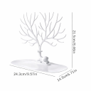 Soporte de joyas de acrílico blanco en forma de árbol 21,5 cm de altura 24,3 cm de longitud 14,5 cm de ancho organizador de mesa para pulseras y collares 2