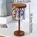 Soporte de madera para pulseras con ganchos 25,5 cm altura 11,5 cm diámetro organizador de escritorio para joyas base redonda madera marrón 4