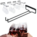 Soporte de pared de metal para copas de vino 30 x 10 x 4.7 cm soporte negro colgante para copas en la cocina y el bar 10